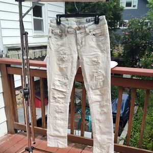 Miss Me Blue and White Straight Leg Jeans